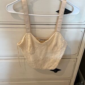 Zara Beige Embellished Crop Top